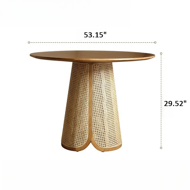 Minimalist Rattan-woven Solid Wood Dining Table Sets - image 8