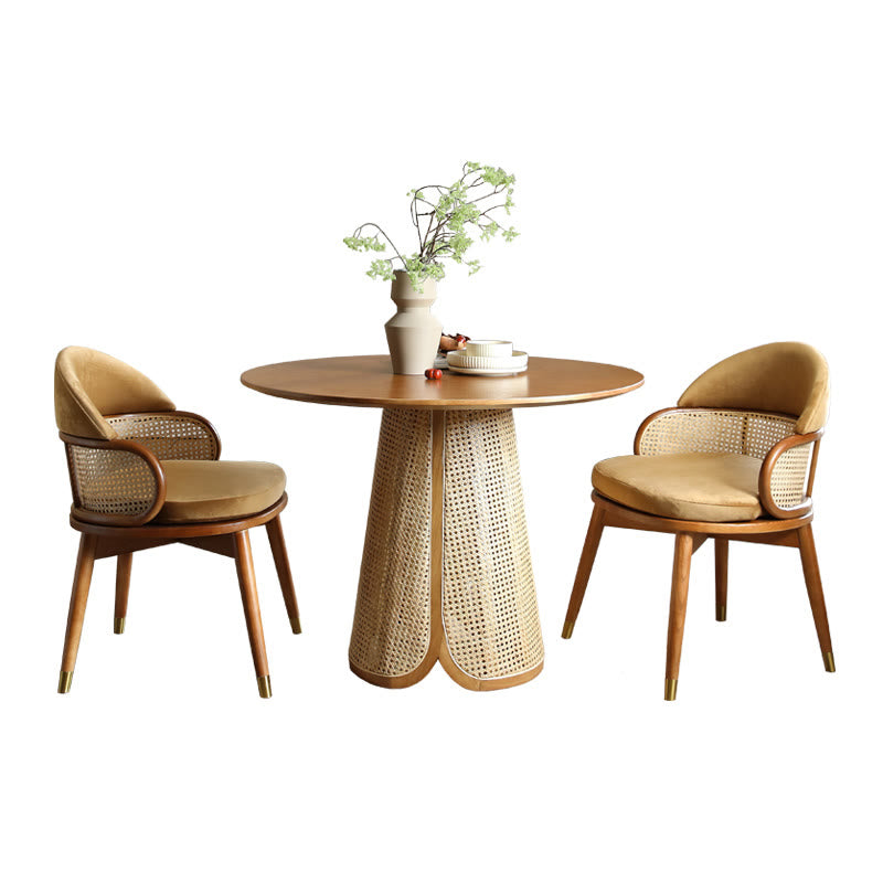 Minimalist Rattan-woven Solid Wood Dining Table Sets