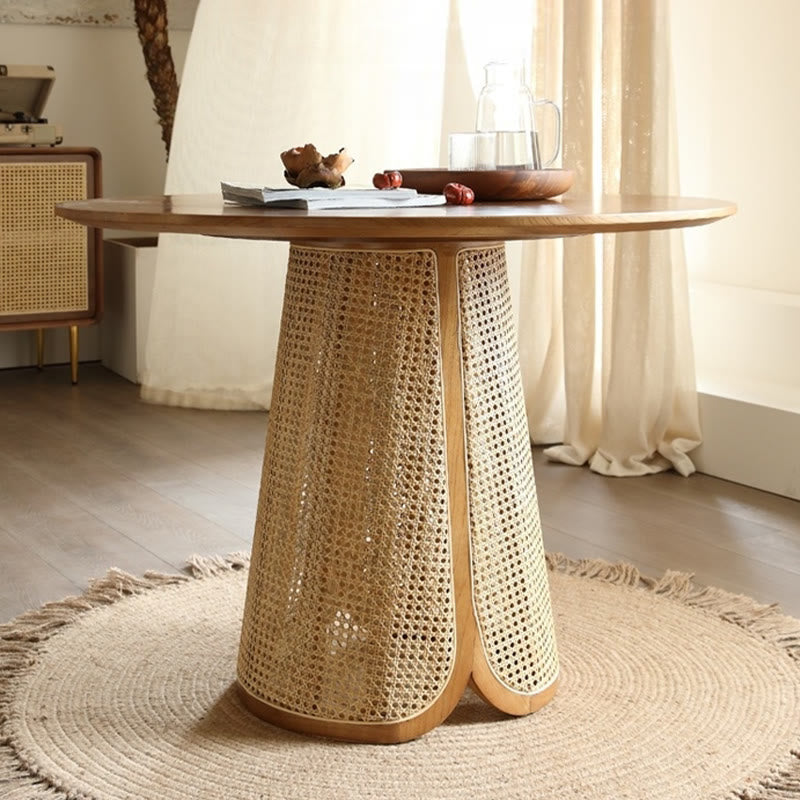 Minimalist Rattan-woven Solid Wood Dining Table Sets