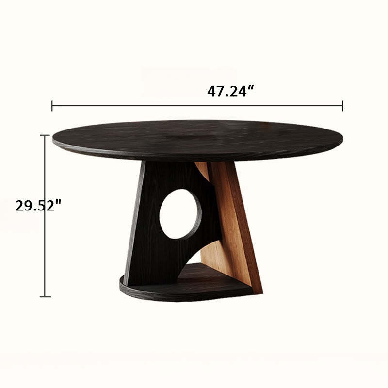 Retro Geometric Round Hollow Base Dining Table - image 8
