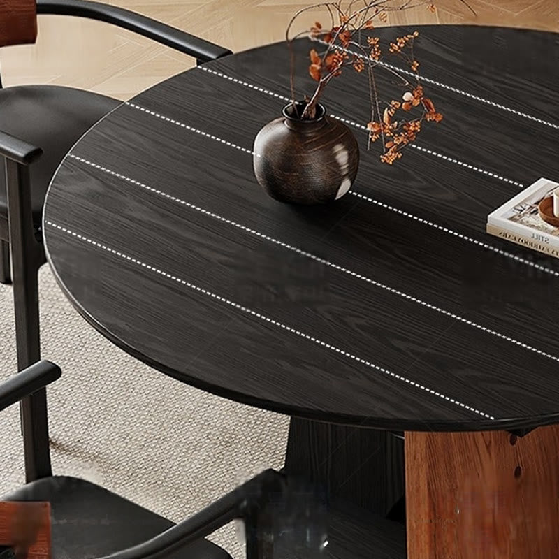 Retro Geometric Round Hollow Base Dining Table - image 4