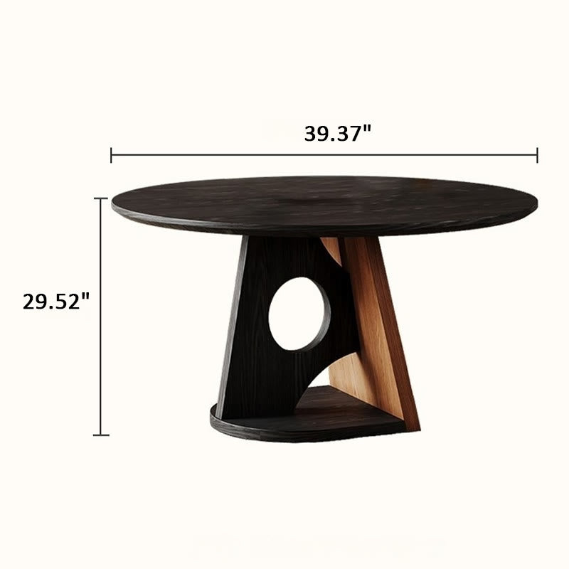 Retro Geometric Round Hollow Base Dining Table - image 7