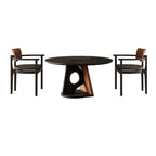 Retro Geometric Round Hollow Base Dining Table Set - image 1