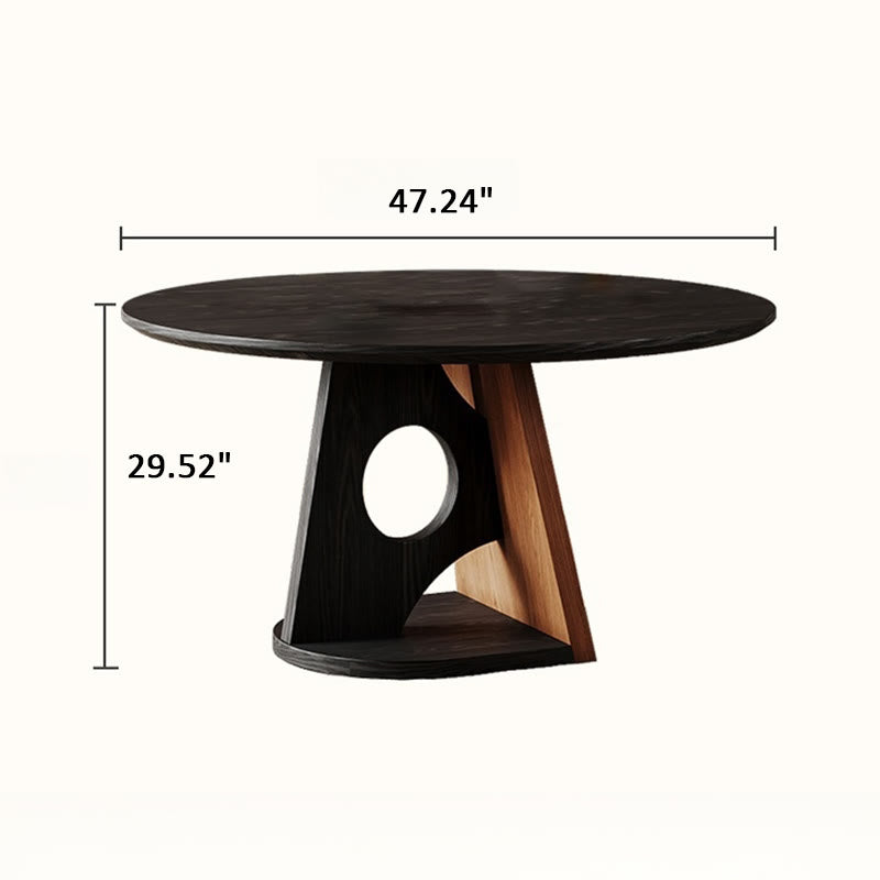Retro Geometric Round Hollow Base Dining Table Set