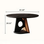 Retro Geometric Round Hollow Base Dining Table Set - image 5