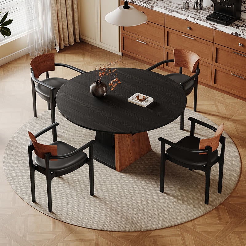 Retro Geometric Round Hollow Base Dining Table Set - image 2