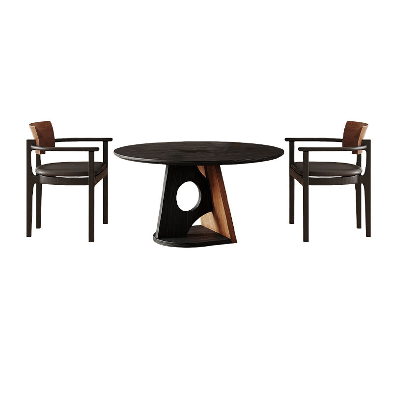 Retro Geometric Round Hollow Base Dining Table Set
