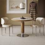 Round Mental Base Solid Wood Dining Table - image 4