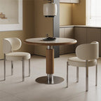 Round Mental Base Solid Wood Dining Table - image 3