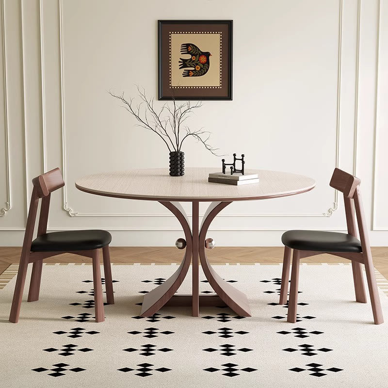 Iffhome Walnut Tree-shaped Solid Wood Dining Table - Walnut - W47.24" x D47.24" x H29.53" - image 0