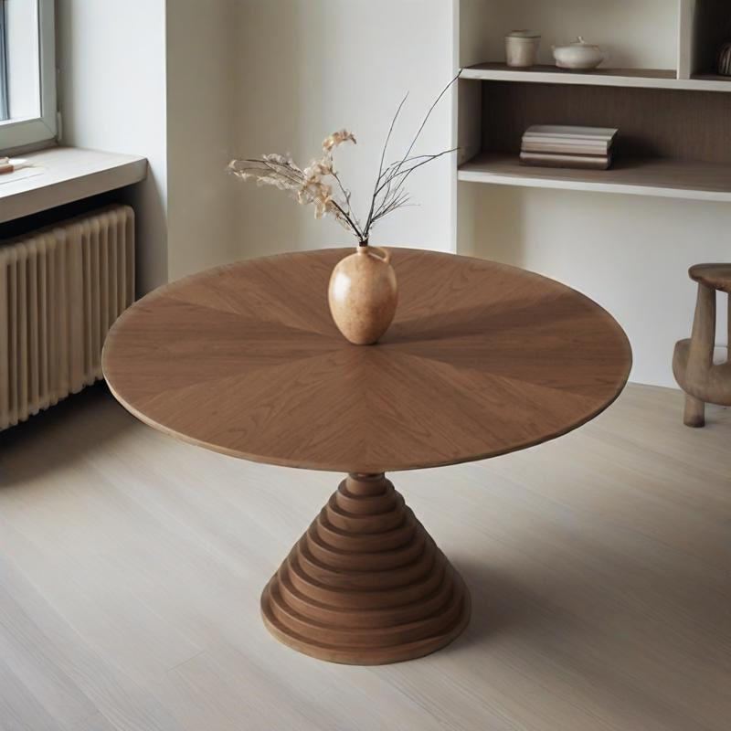 Solid Wood Parquetry Round Dining Table - image 0