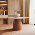 5-piece Cylindrical Base Round Dining Table With Upholstered Side Chairs - image 6