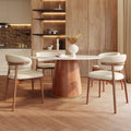 5-piece Cylindrical Base Round Dining Table With Upholstered Side Chairs
