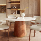5-piece Cylindrical Base Round Dining Table With Upholstered Side Chairs - image 11