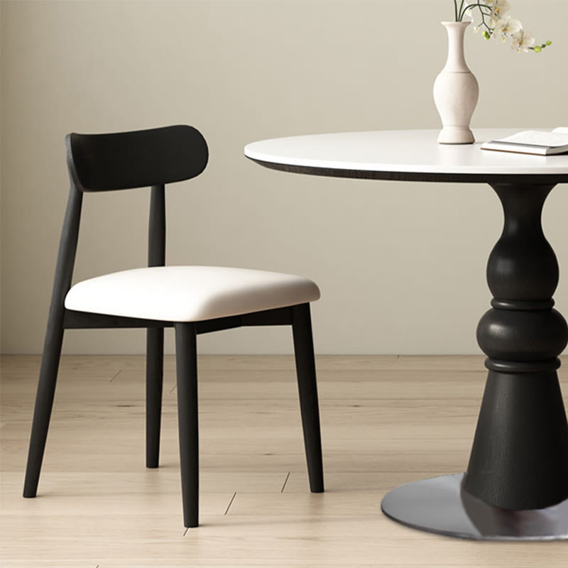 Solid Wood Dining Table With A Roman Column-shaped Base