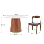 5-piece Cylindrical Base Round Dining Table With Modern Leather Dining Chairs - image 11