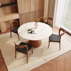 5-piece Cylindrical Base Round Dining Table With Modern Leather Dining Chairs - image 4