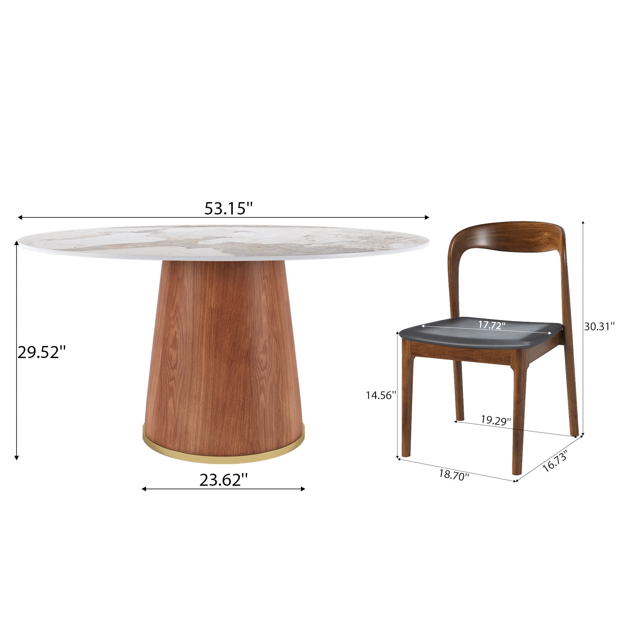 7-piece Cylindrical Base Round Dining Table With Modern Leather Dining Chairs - image 12