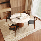 5-piece Cylindrical Base Round Dining Table With Modern Leather Dining Chairs - image 9