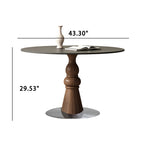 Solid Wood Dining Table With A Roman Column-shaped Base - image 9