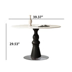 Solid Wood Dining Table With A Roman Column-shaped Base - image 8