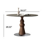 Solid Wood Dining Table With A Roman Column-shaped Base - image 10