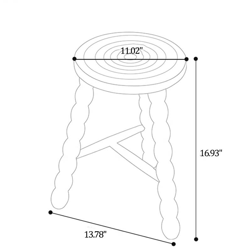 Retro Solid Wood Round Tripod Legs Side Table