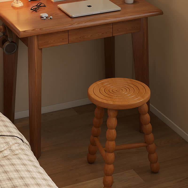 Retro Solid Wood Round Tripod Legs Side Table