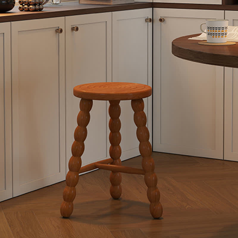 Retro Solid Wood Round Tripod Legs Side Table