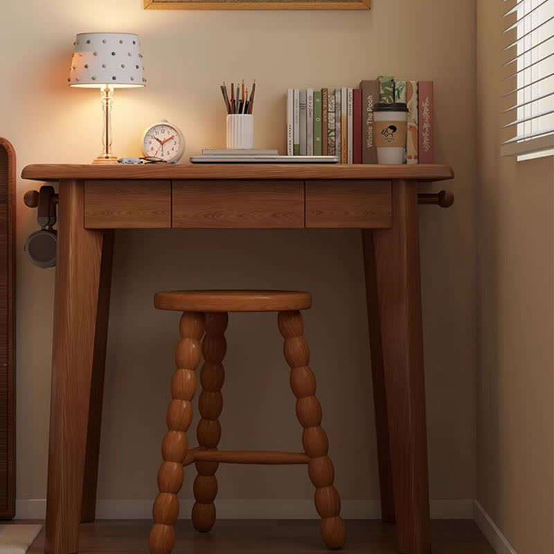 Retro Solid Wood Round Tripod Legs Side Table