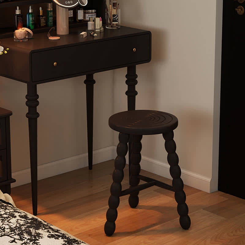 Retro Solid Wood Round Tripod Legs Side Table