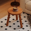 Retro Solid Wood Round Tripod Legs Side Table