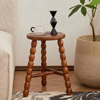 Retro Solid Wood Round Tripod Legs Side Table - Cherry - 13.78"W x 11.02"D x 16.93"H - image 16