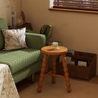 Retro Solid Wood Round Tripod Legs Side Table - image 15