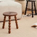 Retro Solid Wood Round Tripod Legs Side Table - Cherry - 12.99"W x 11.42"D x 12.99"H - image 17