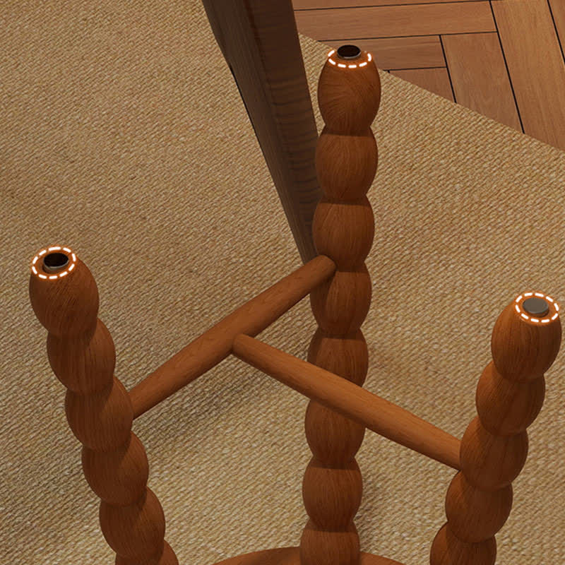 Retro Solid Wood Round Tripod Legs Side Table