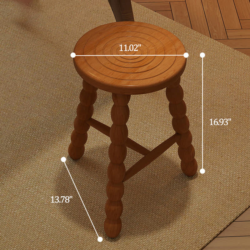 Retro Solid Wood Round Tripod Legs Side Table