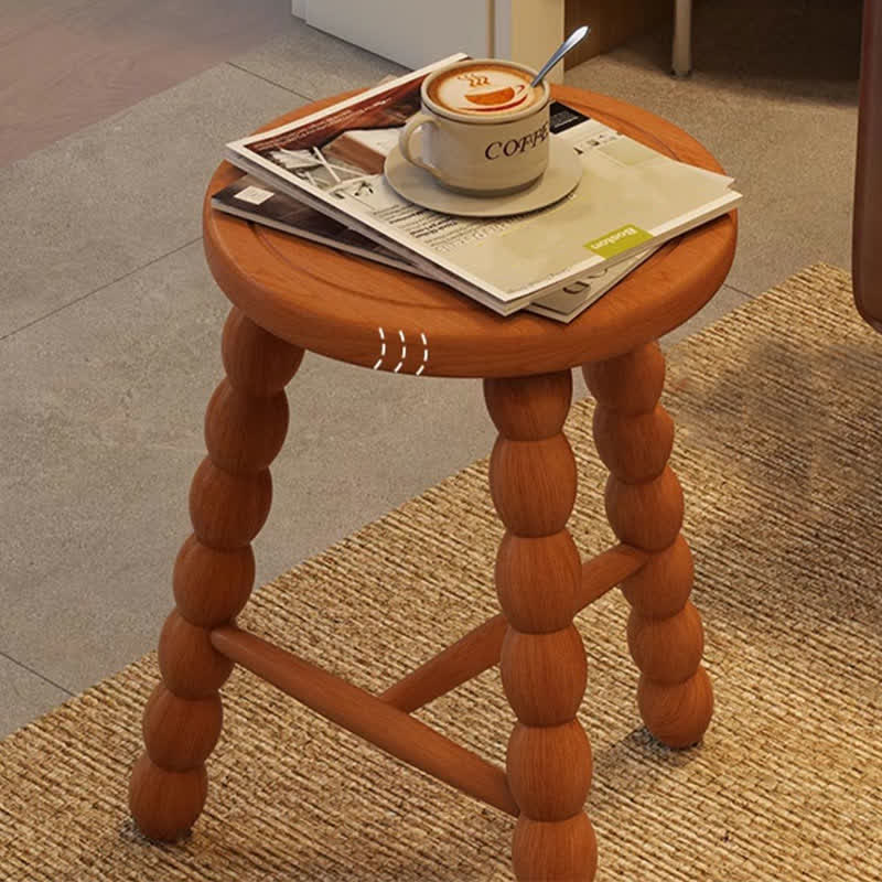 Retro Solid Wood Round Tripod Legs Side Table