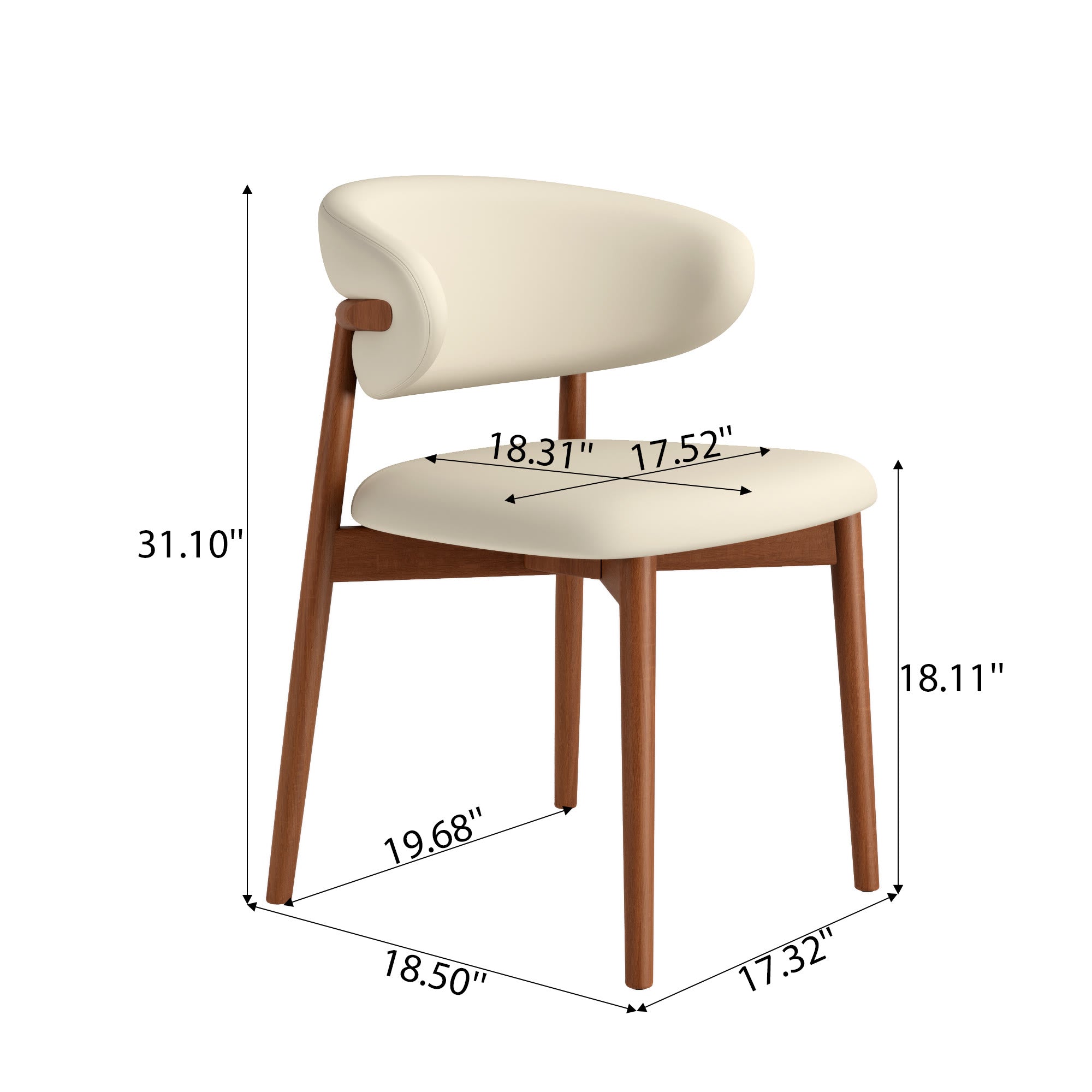 5-Piece Rubber Wood Kitchen Round Dining Table With Bucket Base With Curved Backrest Dining Chairs