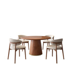 5-Piece Rubber Wood Kitchen Round Dining Table With Bucket Base With Curved Backrest Dining Chairs - image 1