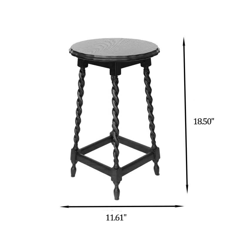 Retro Solid Wood Four Legs Side Table - Black - 11.61"W x 11.61"D x 18.5"H - image 9