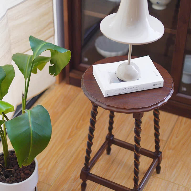 Retro Solid Wood Four Legs Side Table