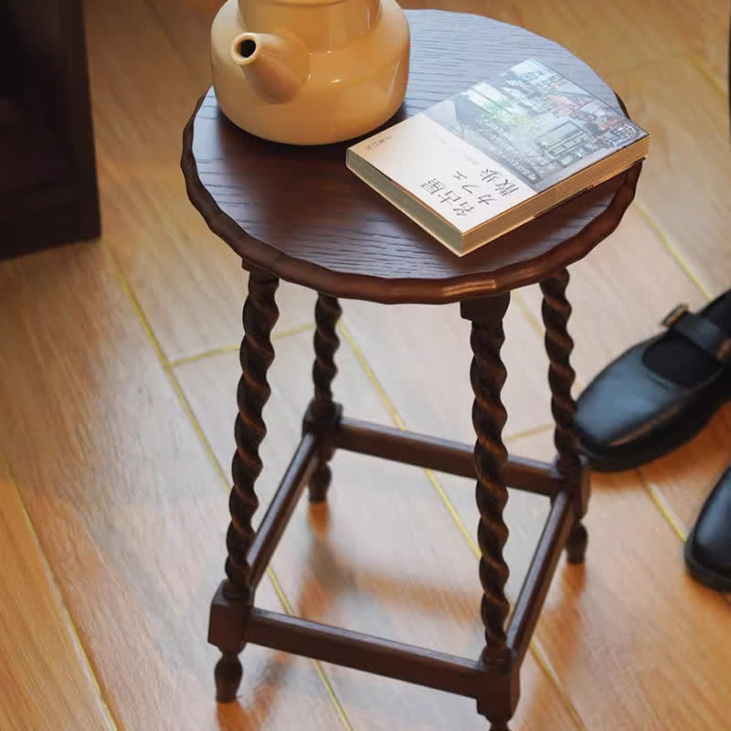 Retro Solid Wood Four Legs Side Table