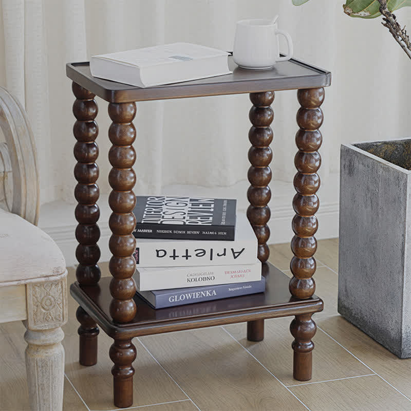 Retro Solid Wood Rectangular Side Table - Walnut - 17.71"W x 11.81"D x 24.8"H - image 0
