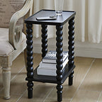 Retro Solid Wood Rectangular Side Table - Black - 17.71"W x 11.81"D x 24.8"H - image 3