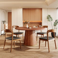 5-piece Rubber Wood Kitchen Round Dining Table With Bucket Base With Leather Seat Cushion Dining Chairs
