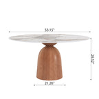 5-piece Mid-century Round Dining Table With Bucket Base With Beige Leather Dining Chairs - image 13