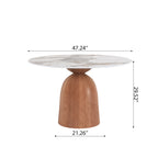 5-piece Mid-century Round Dining Table With Bucket Base With Beige Leather Dining Chairs - image 12