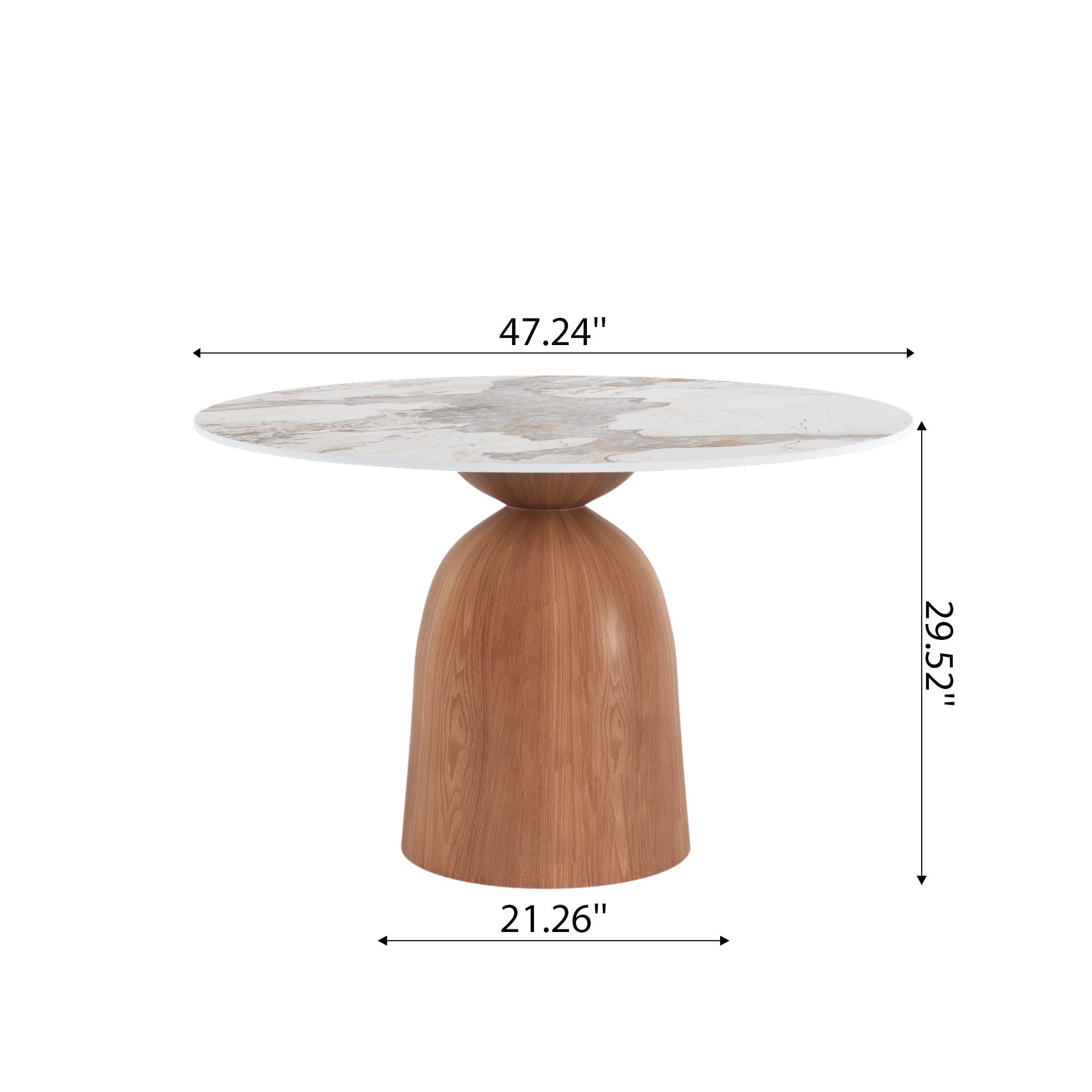 5-piece Mid-century Round Dining Table With Bucket Base With Beige Leather Dining Chairs - image 12