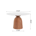 5-piece Mid-century Round Dining Table With Bucket Base With Beige Leather Dining Chairs - image 15